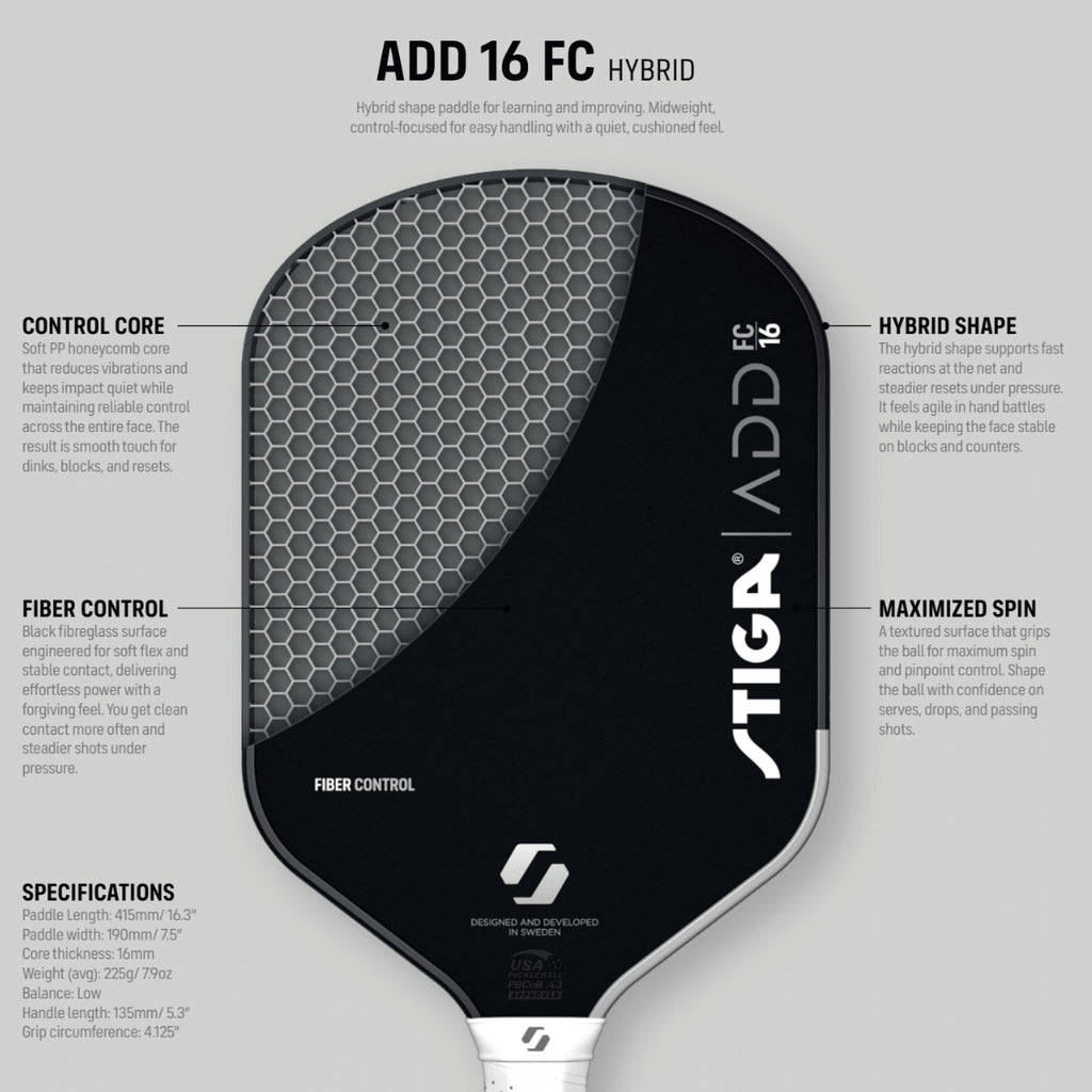 Stiga Pickleball Racket ADD FC 16 Hybrid