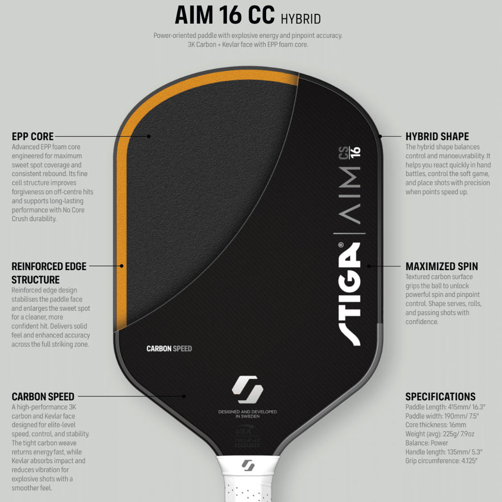 Stiga Pickleball Racket AIM CS 16 Hybrid